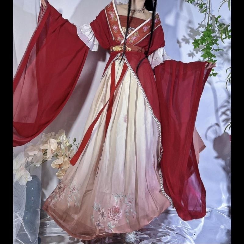 Du Jiuzhou Muci Hanfu หญิง North-South Dynasty Big Sleeve Undershirt การพิมพ์ปรับปรุง Fairy - รูปที่ 3