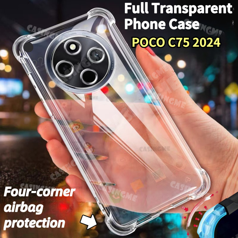 Poco C75 2024 ถุงลมนิรภัยปลอกใสสําหรับ POCO C75 PocoC75 C 75 75C 4G 5G 2024 ซิลิโคนกันกระแทกเคสโทรศัพท์ใสปลอก VivoY16 ป้องกันปกหลัง