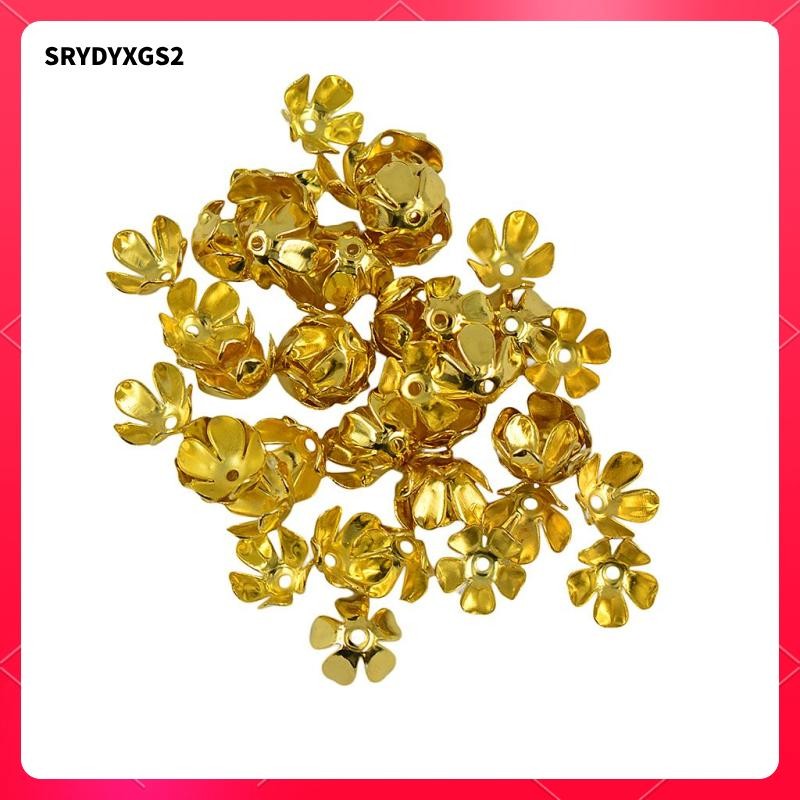 [Srydyxgs2] 50 ชิ้น 8 มิลลิเมตร Golden 3D Spacer หมวกลูกปัด