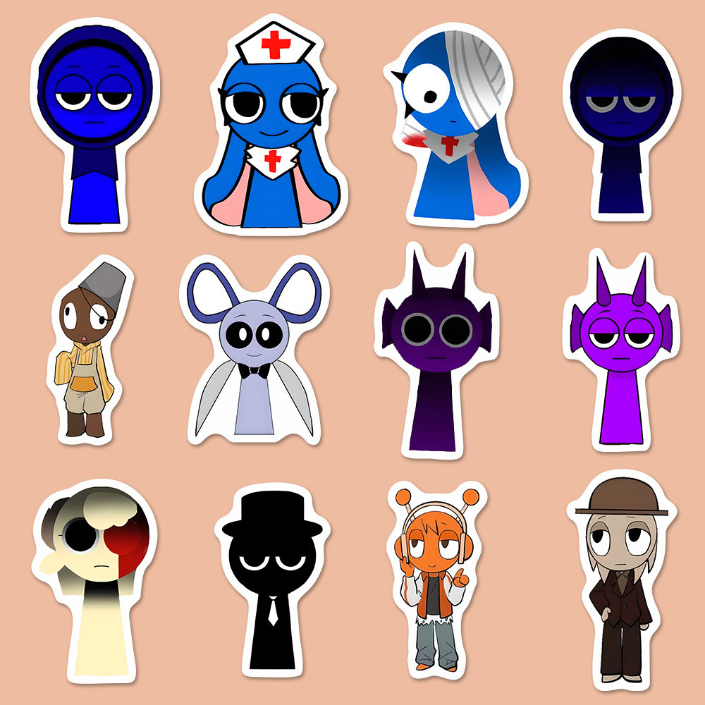 108ชิ้น sprunki ตกแต่งสติกเกอร์กันน้ำเกมการ์ตูน