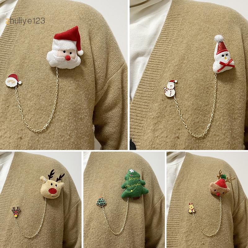 <zhuliye123> การ์ตูนต้นคริสต์มาส Snowman Elk ตุ๊กตา Plush Chain เข็มกลัดเคลือบโลหะผสม Pin เสื้อผ้ากระเป๋า Plush เข็มกลัด Xmas ของขวัญ Nice