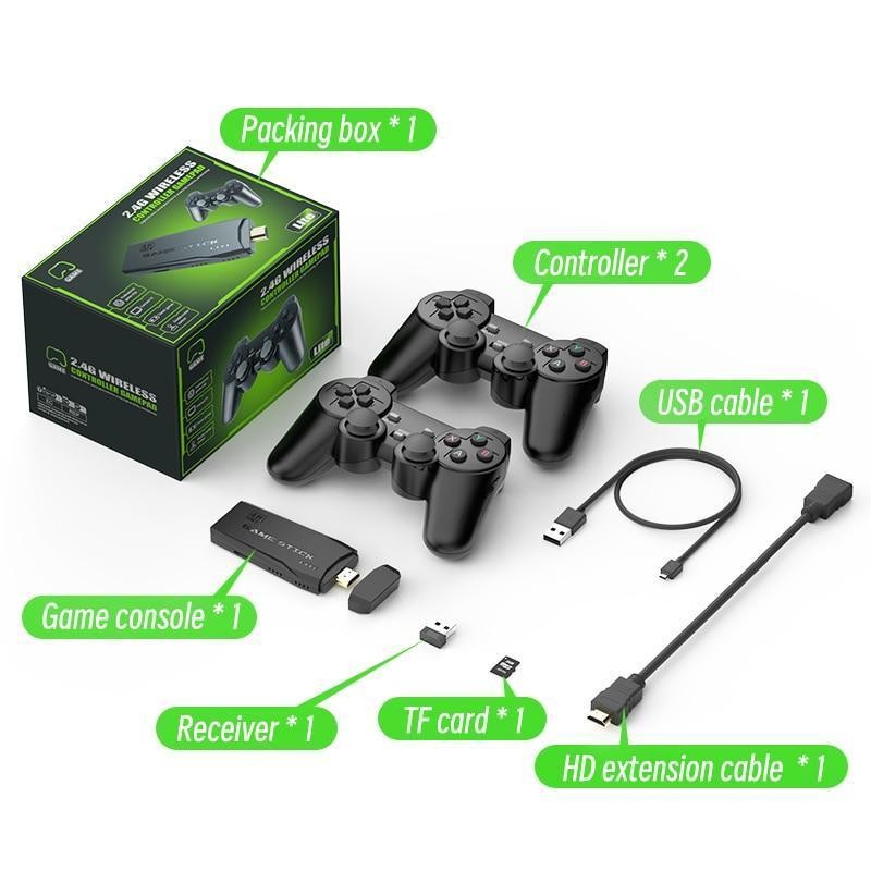 จอยเกมวิดีโอคอนโซล Retro TV Console 64G พร้อม 20000 เกม รองรับ 4K HDTV Game Stick คอนโทรลเลอร์ไร้สาย AV/HDMI