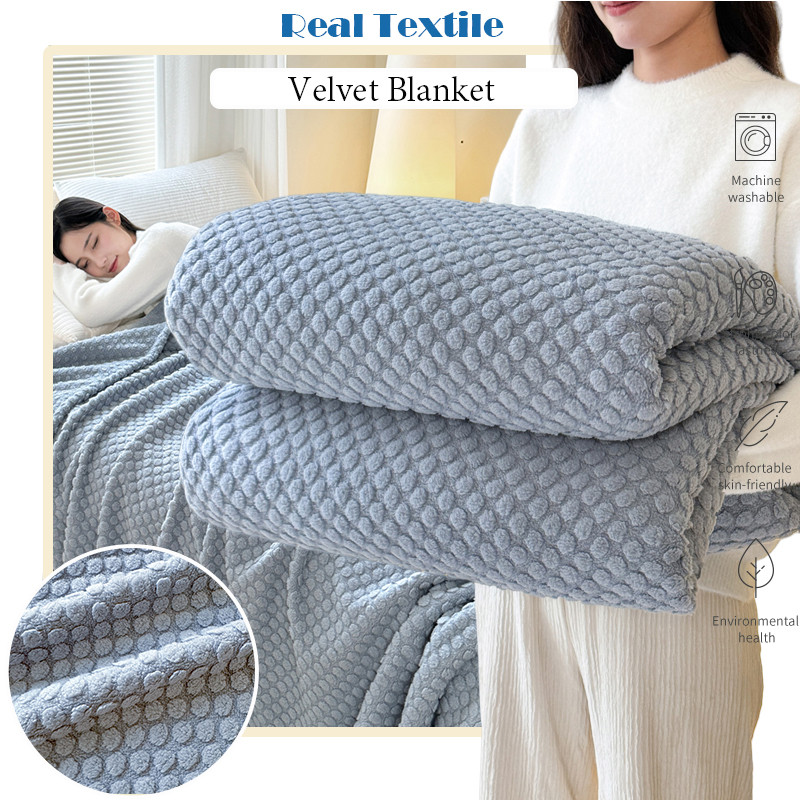 3D Beanie Protrusions, ผ้าห่มปุย, สีทึบ, ผ้านวมอุ่น, 5/6 ฟุต