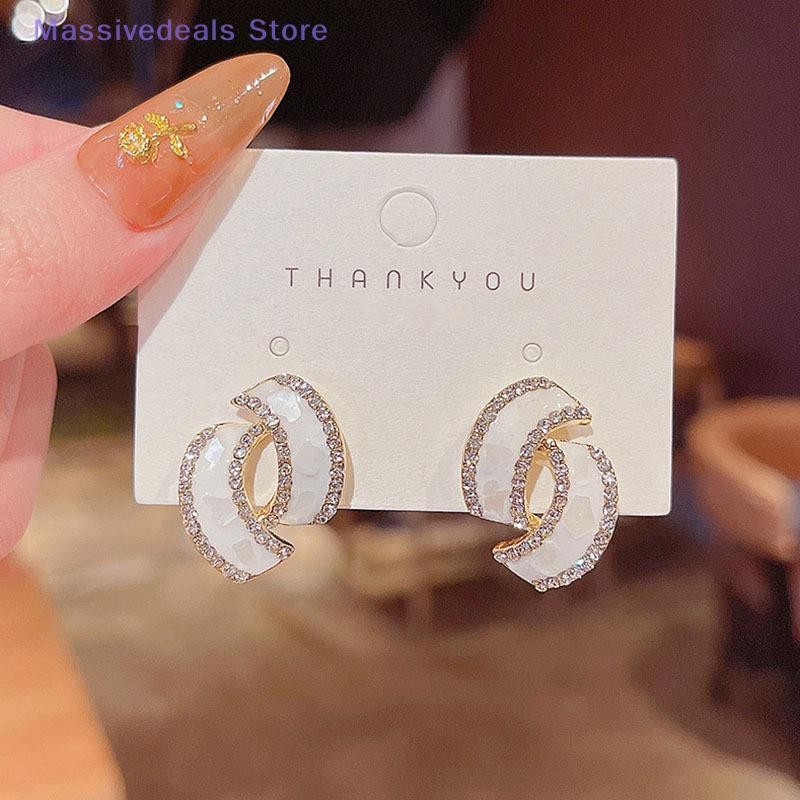 Massivedeals Rhinestone คริสตัล Annular ต่างหูผู้หญิง Vintage คลาสสิกใหม่เงาต่างหูสาวงานแต่งงานเครื่องประดับของขวัญใหม่