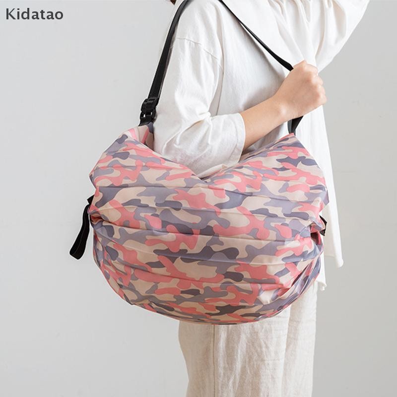 Kidatao พับเป็นมิตรกับสิ่งแวดล้อมเดินทางแบบพกพาความจุขนาดใหญ่หนาถุงของชําขนาดใหญ่ใหม่