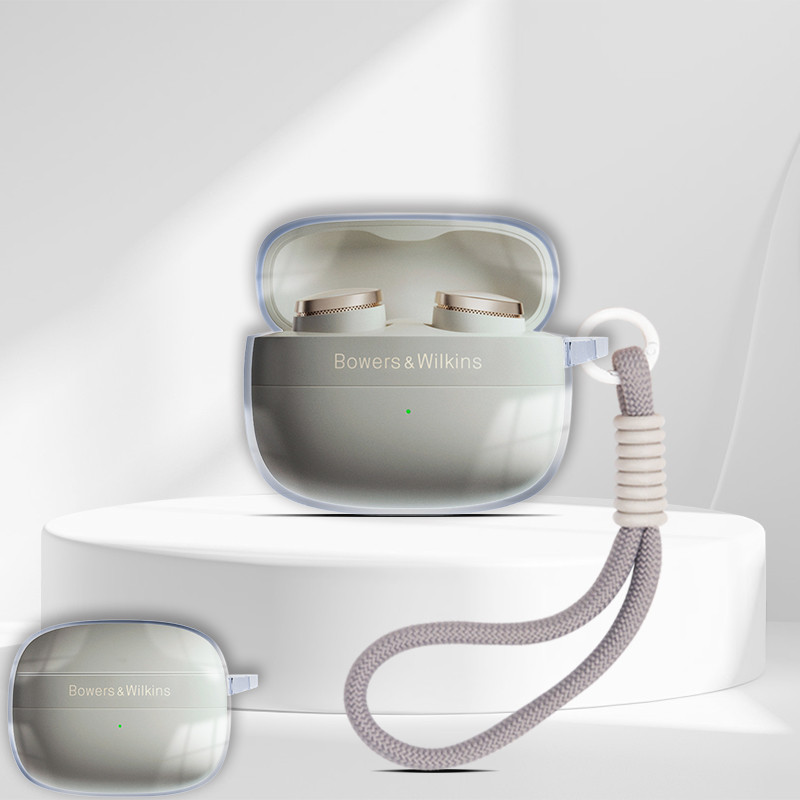 สําหรับ Bowers & Wilkins B & W Pi8 Pi6 หูฟังโปร่งใสหูฟังป้องกันกรณี TPU กันน้ํา Shock-resistant หูฟังช่องชาร์จนุ่มกล่องด้านนอกพร้อมเชือกเส้นเล็กถัก