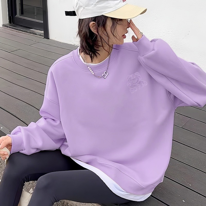 Kaekai พร้อมส่ง เสื้อ สเวตเตอร์ แขนยาว แบบสวม แต่งปักรูปน้องหมี เนื้อผ้าไหมพรม นุ่มๆ ใส่สบาย กันหนาว ทรงสวยมาก