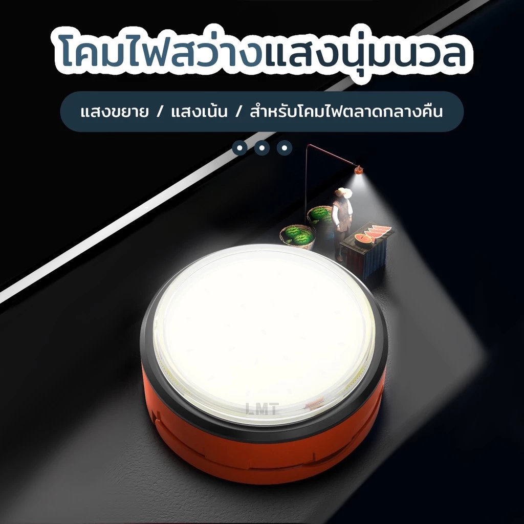 ไฟแคมป์ปิ้ง LED ชาร์จได้ พลังงานสูง มีแบตสำรองและฐานแม่เหล็ก thumbnail 3