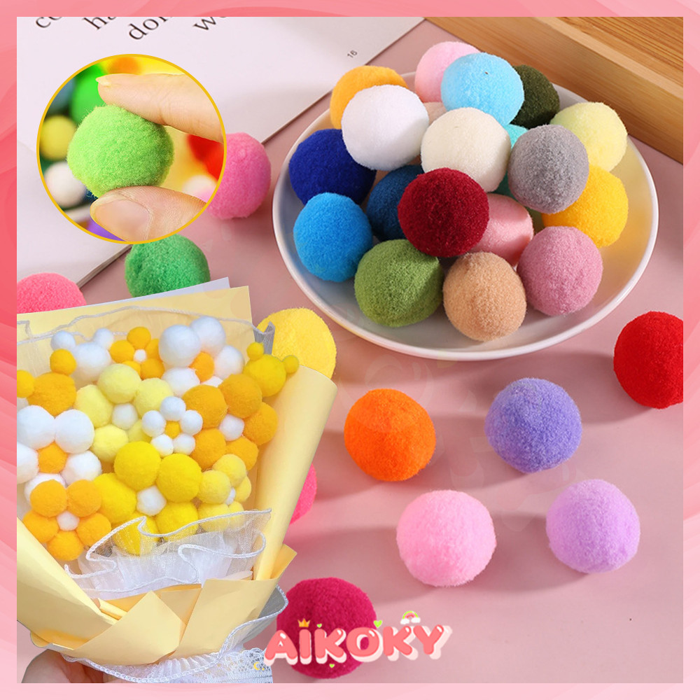 AIKOKY ปอมปอม แบบนิ่ม สำหรับงาน DIY สีสันหลากหลาย สามารถกระตุ้นจินตนาการของเด็กได้