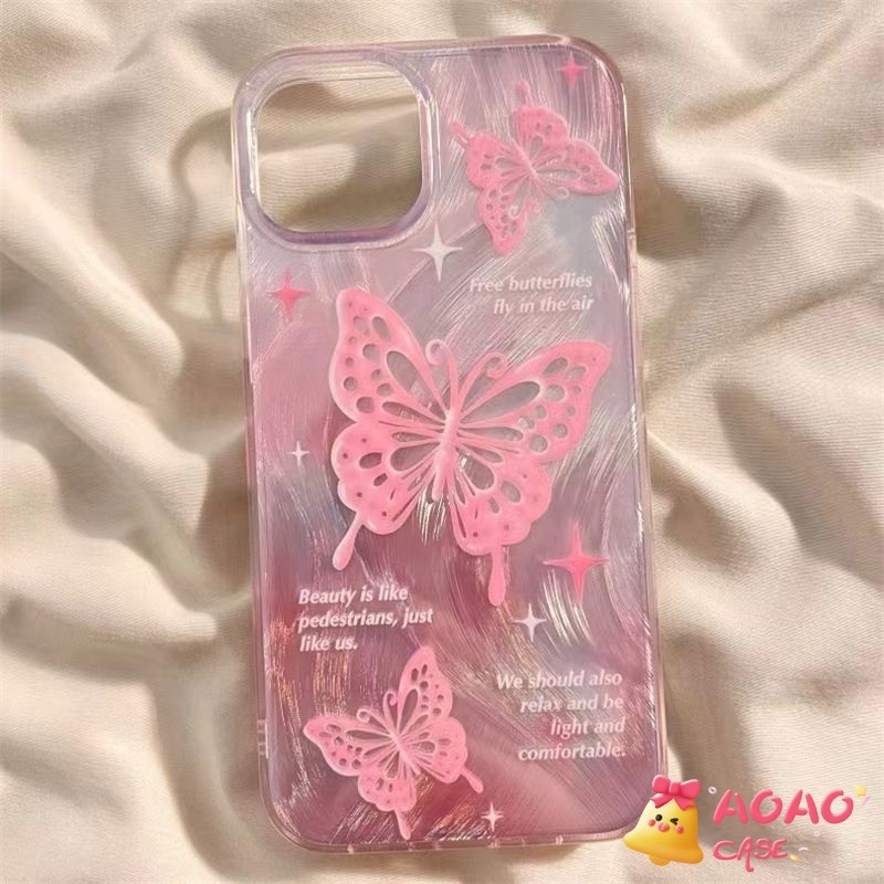 เคสไอโฟน15 13 สำหรับ IPhone 16 11 13 15 14 12 Pro Max 7 16 8 Plus 16 11 12 Pro XR XS MAX X แม่ผีเสื้อสดใหม่