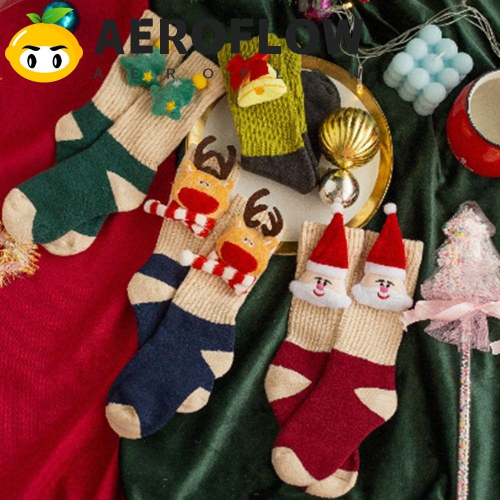 Aeroflow เด็กถุงเท้าคริสต์มาส, ผ้าฝ้ายตุ๊กตาการ์ตูน Hosiery, การออกแบบแฟชั่น Santa Claus Elk ผ้าอุปกรณ์เสริม Mid-Tube ถุงเท้าผู้หญิง