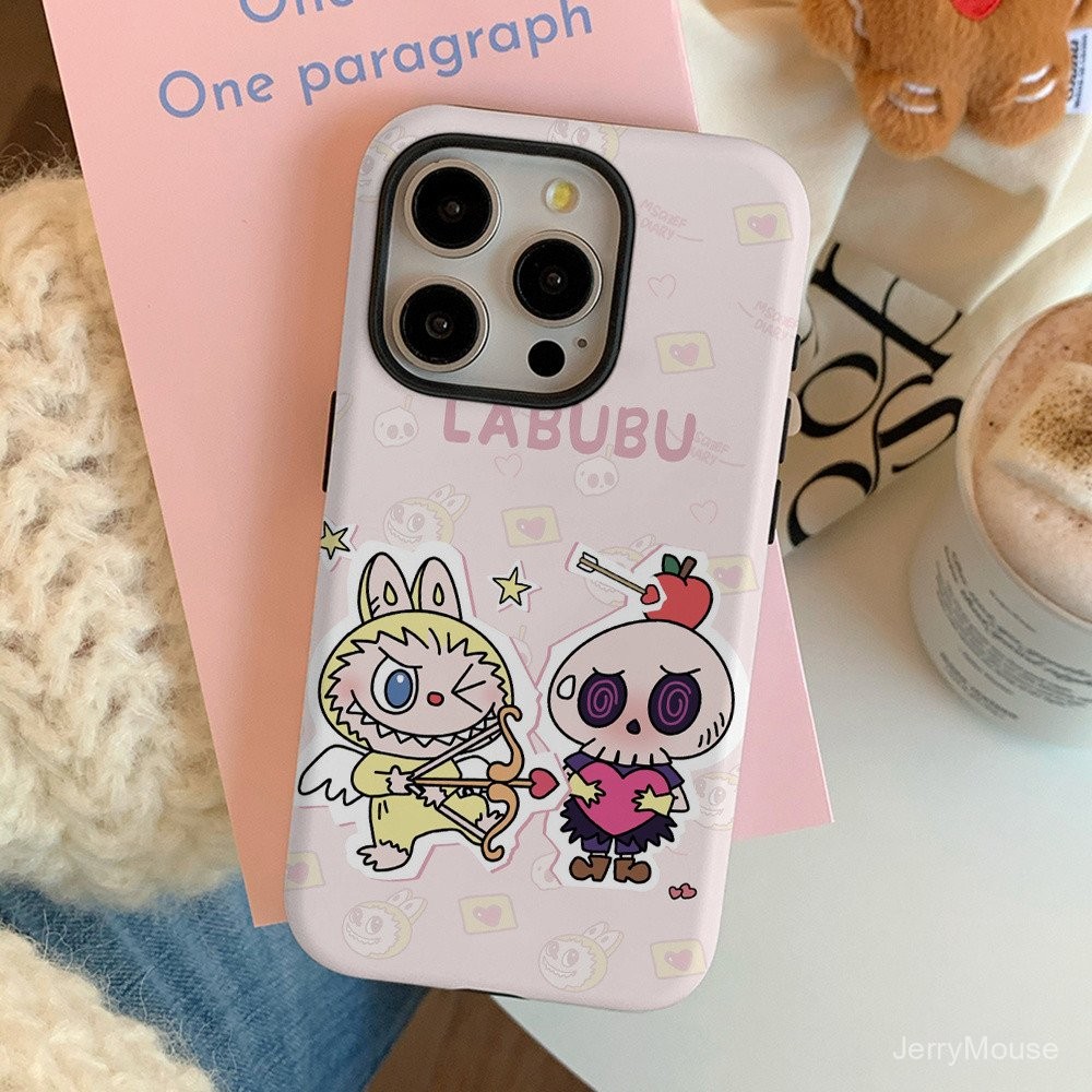 เคสโทรศัพท์มือถือแองเจิลลายการ์ตูนน่ารักสองชั้นเคสกันกระแทกสำหรับ iPhone 16 16PROMAX XR 11PROMAX IP 