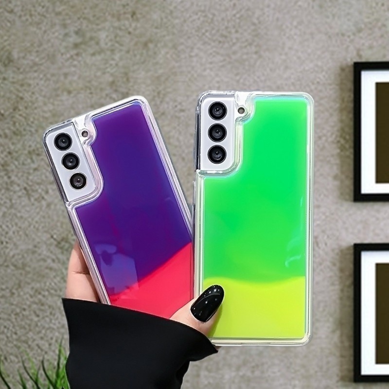 Luxury GLOW Dark Luminous Liquid quicksand Soft TPU เคสโทรศัพท์สำหรับ Samsung S25 ultra S24 S23 S22 S21 ultra PLUS S23 S21 S20 FE note20 ultra 10 Plus Anti-DROP ฝาหลัง