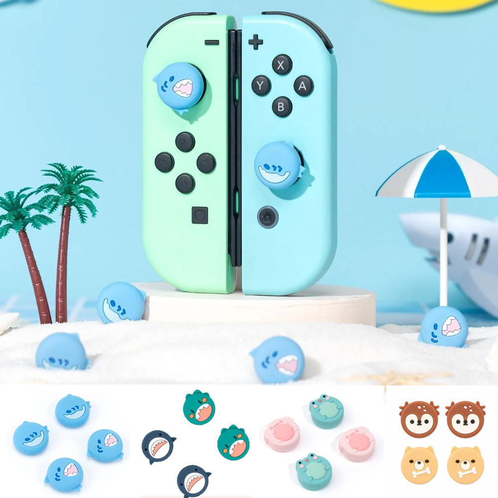 Shark Thumbstick Caps JoyCon Thumb Grip Caps สําหรับ Nintendo Switch & Switch Oled / Lite Controller ฝาครอบ NS จอยสติ๊กกรณี