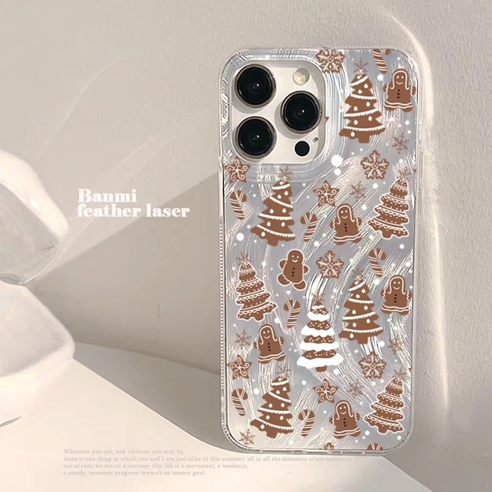 หรูหราเลเซอร์สําหรับiphone 16 15 14 13 12 11 Pro Max 7 8 16 15 14 Plus XR XS Maxคริสต์มาสขนมปังขิงเคสโทรศัพท์ปก