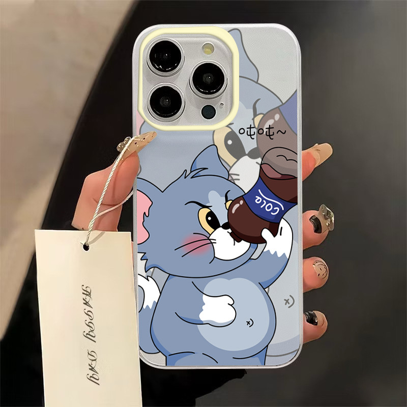 กรอบเลนส์สีเหลือง เคสไอโฟน 11 13 16 pro max 15 14 pro max 12 13 pro max เคส เคสโทรศัพท์ เคสใส เคสไอโฟนxr โค้กทอมแมว