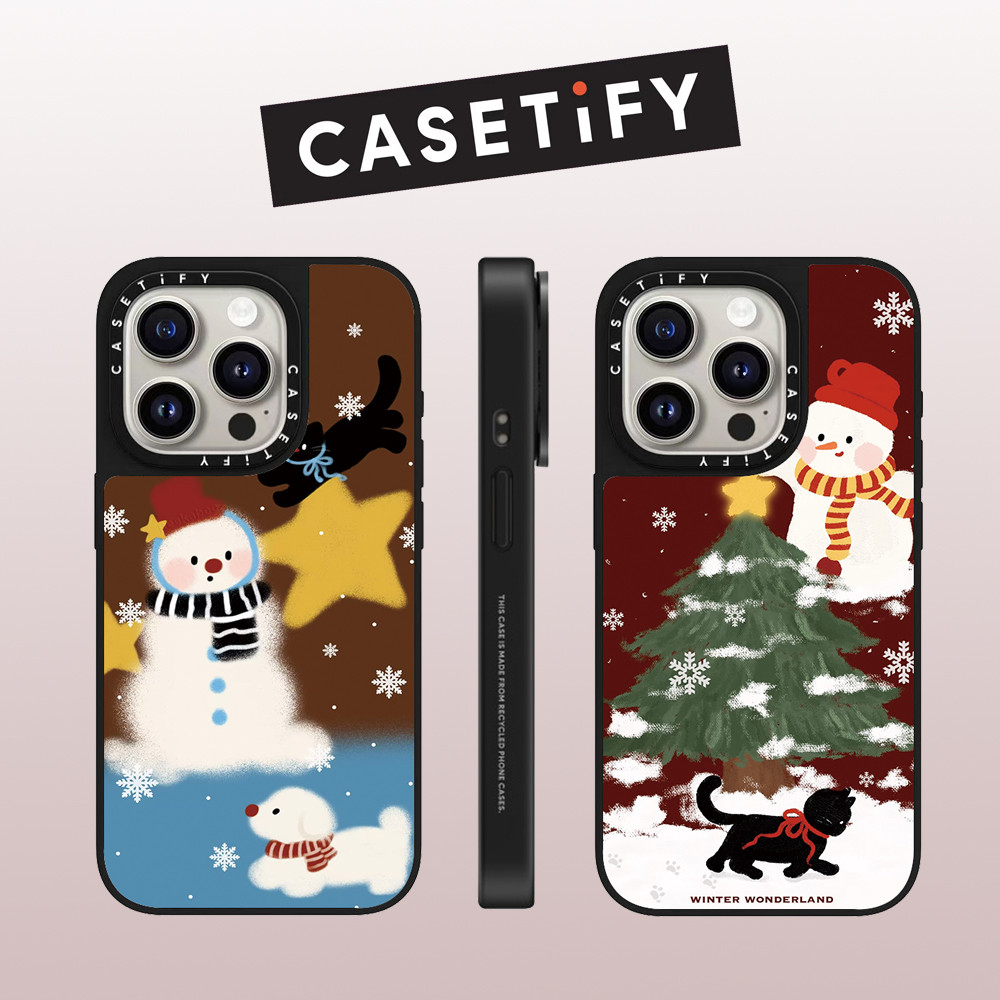 Drop proof CASETIFY เคสโทรศัพท์สําหรับ iPhone 16promax 16pro 16 15Pro 15promax 14promax 13 13promax พิมพ์ด้านข้างเคสแข็งต้นคริสต์มาส 12promax กรณี iPhone 11 กรณีคุณภาพสูง