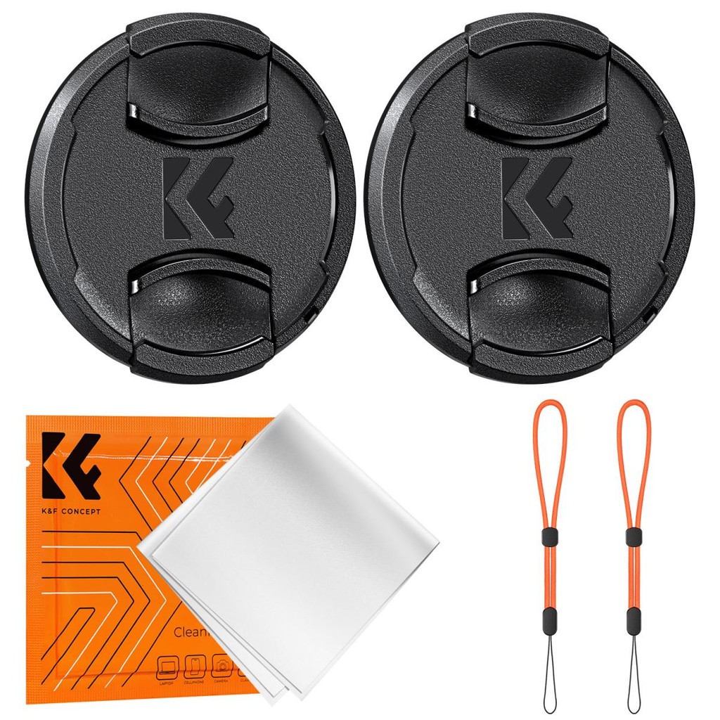 K&F Concept Lens Cap Snap-on Center Pinch Front Lens Cover and Wrist Rope for Camera Lens (49mm-82mm)