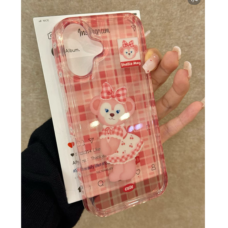 ตาข่ายการ์ตูนกึ่งโปร่งใสเหมาะสําหรับ iPhone16promax เคสโทรศัพท์ Apple 11/12/13/14/15 กันกระแทกรวมทุก