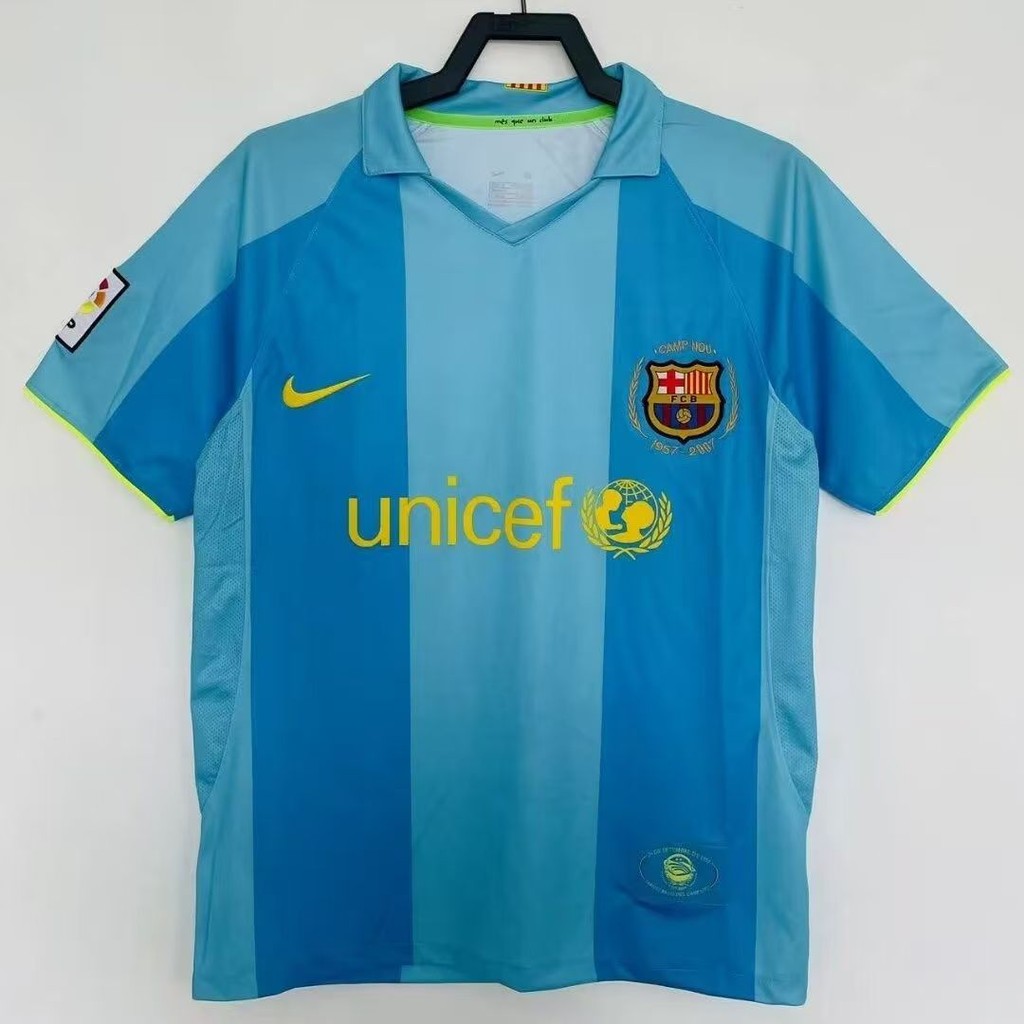 Retro Edition 2007/08 FC เสื้อ Barcelona Away เสื้อฟุตบอลและเสื้อสําหรับ S-2XL,สามารถเพิ่มชื่อและหมายเลขของคุณได้
