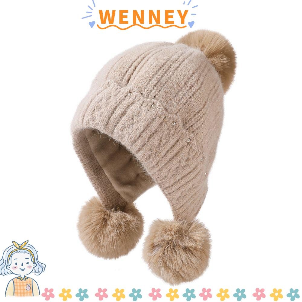 หมวกถักนิตติ้ง เวนเนย์ หมวกฤดูหนาว น่ารัก อบอุ่น แฟชั่นหนาน่ารักเสื้อสวมหัวหมวกสําหรับผู้หญิง