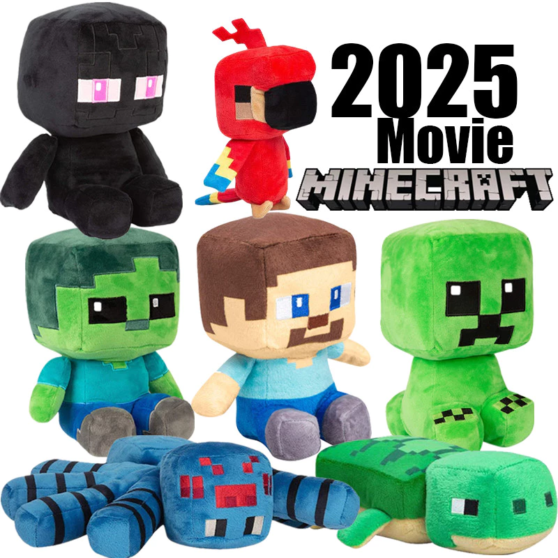 ใช้ภาพยนตร์ Minecraft 2025 MC ตุ๊กตาตุ๊กตา Creeper Steve Enderman Zombie Warden ของเล่นภาพยนตร์ของสะสมตุ๊กตา