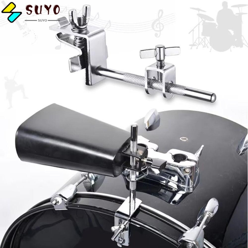 Suyo Drum Cowbell Clamp, Bass Jazz Drum Parts เครื่องดนตรีสนับสนุนคลิปกลอง Cowbell Bracket Mount, Drummers Hoop ติดตั้ง Jaw Percussion Bracket Stand