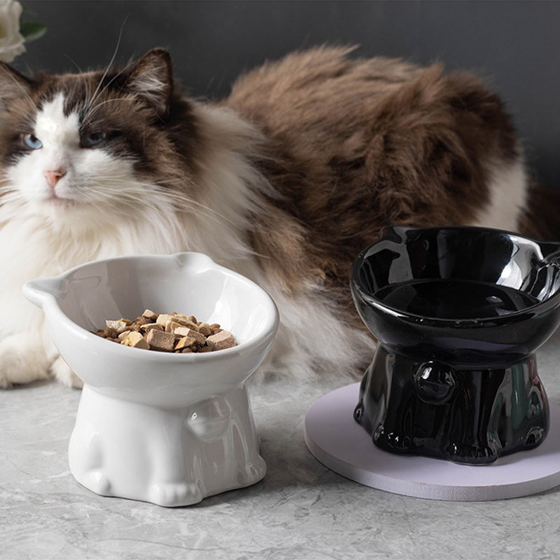 🐾 จัดส่งในกรุงเทพฯ 🐾ชามอาหารแมวเซรามิค ชามอาหารสัตว์เลี้ยง ชามทรงสูง ป้องกันการพลิกคว่ํา สุนัข แมว