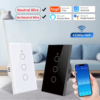 Tuya Smart Life สวิตช์ไฟ WiFi Touch Sensor สมาร์ทสวิทช์ App รีโมทคอนโทรลไม่มี Neutral Wire สําหรับ Alexa Google Home