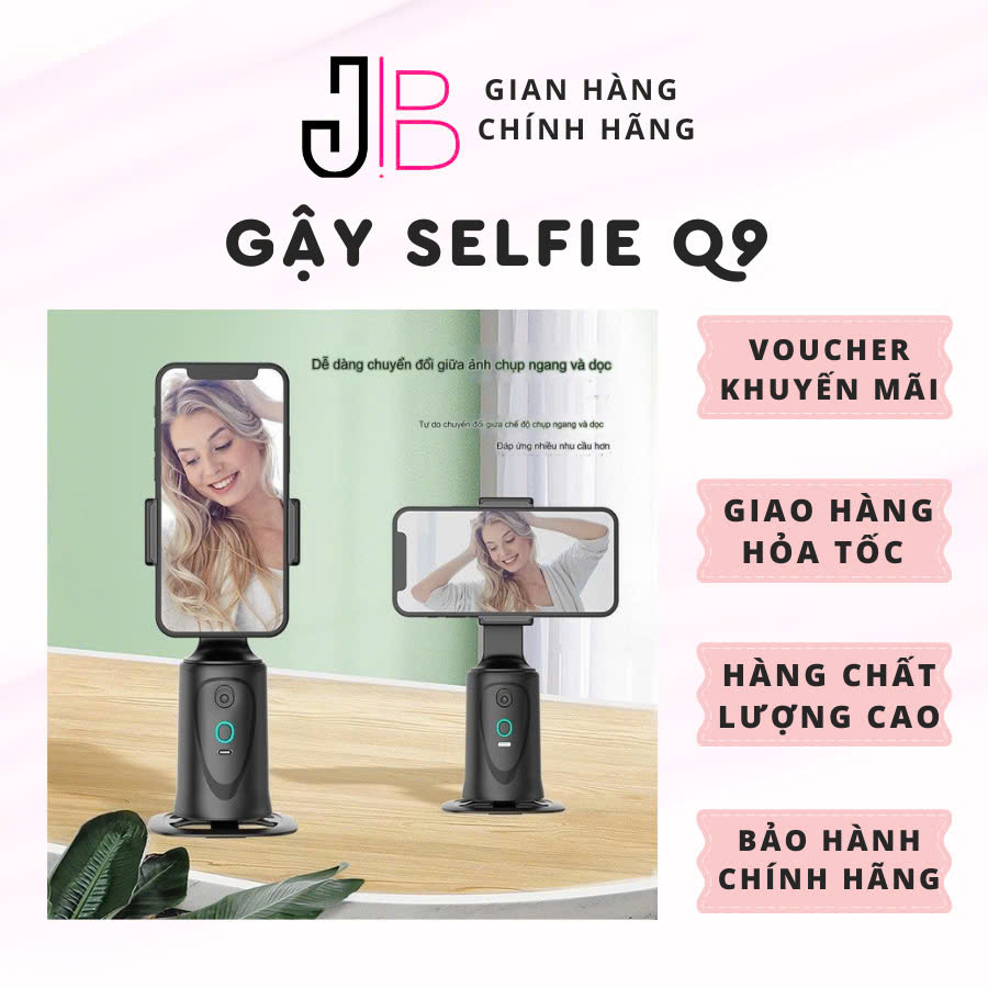 Q9 selfie Gimbal Handle โดยอัตโนมัติย้ายตามคน, หมุน 360 องศา, ไม่มี App, ไม่มี Bluetooth JB PRO STUD