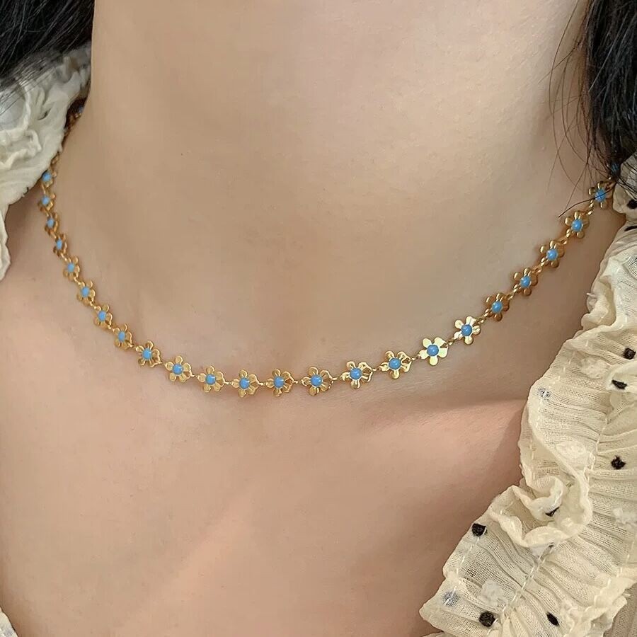 [GG] Daisy Flower Necklace Oil Drip Small Flower Bracelet เลียนแบบภูมิแพ้ Non-Fading