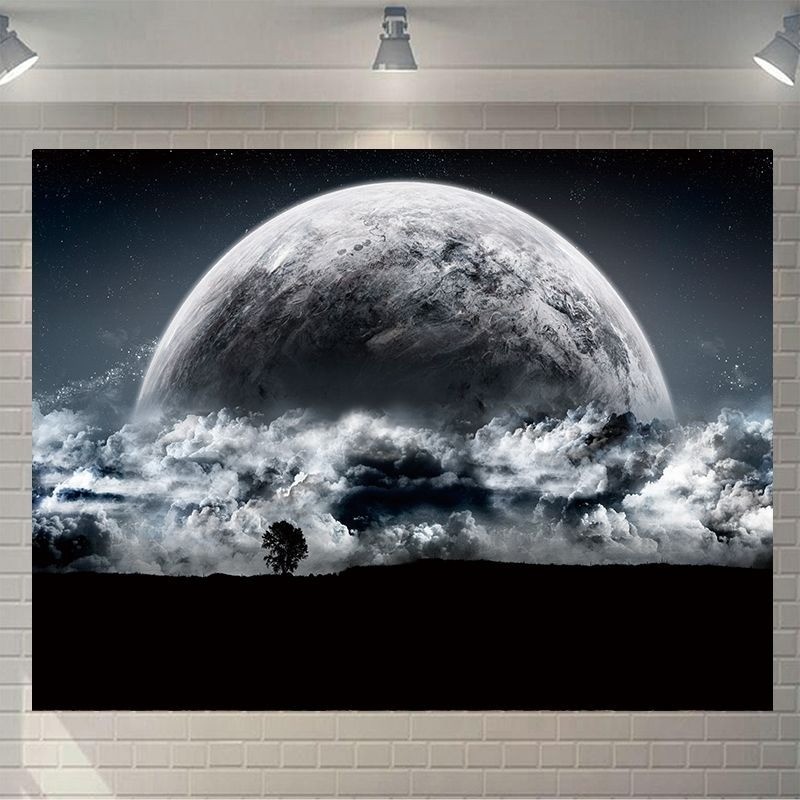 ผ้าพื้นหลังท้องฟ้าเต็มไปด้วยดวงดาวของ Agirl Moon ผ้าแขวนห้อง ผ้าใบห้องนั่งเล่น ผ้าปูเตียง ผ้าผนังบ้านเช่า