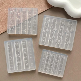 [maybeauty] 3d ริบบิ้น Bowknot รูปแม่พิมพ์ปั๊ม Stencils UV Gel Polish Art Mould ซิลิโคนแกะสลักแม่พิมพ์ DIY ออกแบบเล็บ Charm ตกแต่ง {TH}