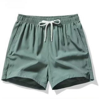 [6 สี] Mens Pink Simple Casual สีทึบฤดูร้อนชายหาดกีฬากองทัพสีเขียว Quick-Dry All-Match Plus ขนาด Dri-Fit ฮาวายสั้นกางเกง