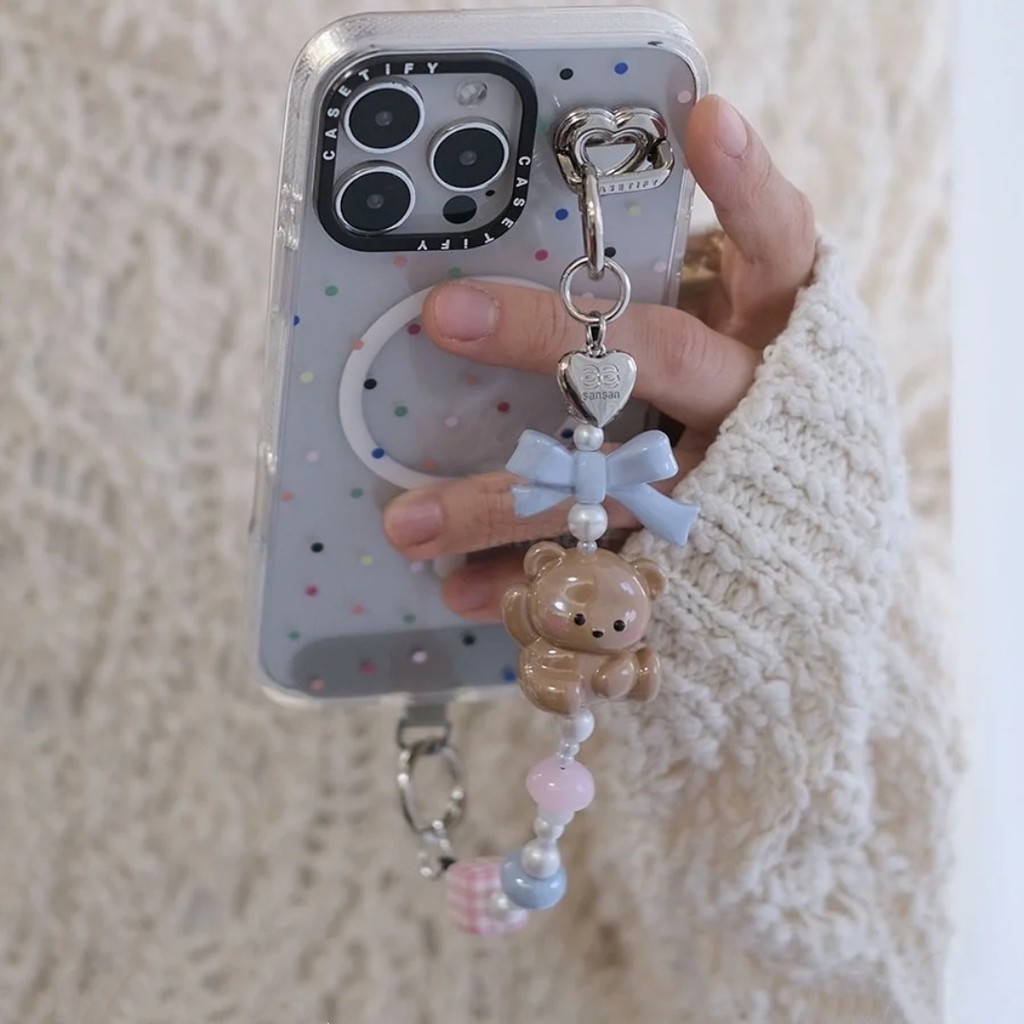 Hello Bear Cute Childlike Doll Gift Cream ins Princess Style Mobile Phone Chain High-value Bag Jewel