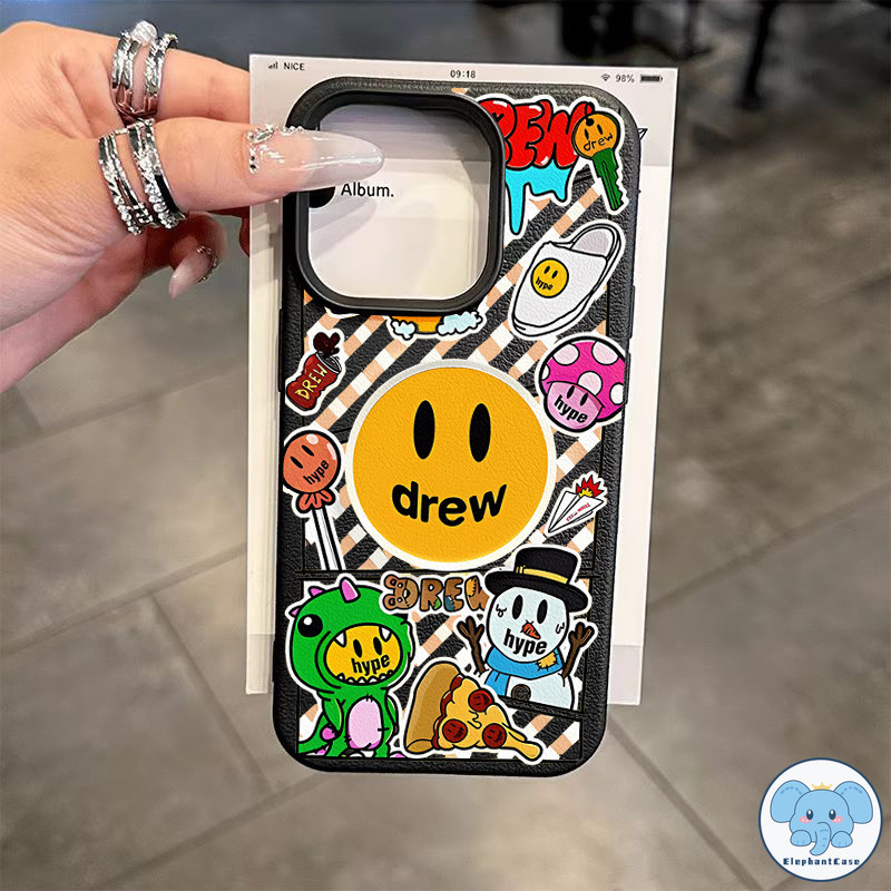 สำหรับ IPhone 15 16 13 11 12 14 Pro Max XR XS X Max 14 15 7 16 8 Plus เคสหนังแบบนิ่มลายการ์ตูนหน้ายิ้มสุดสร้างสรรค์