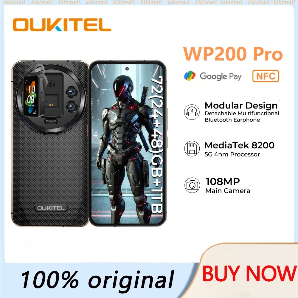 Oukitel WP200 Pro 5G Modular Rugged Phone หูฟังที่ถอดออกได้-SmartWatch 72GB + 1TB MTK8200 สมาร์ทโฟน 