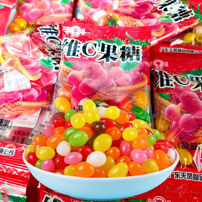 ฟาง Strawfengwei C Fructose Rainbow Candy Geely Beans Post-8090s Rainbow Candy ลูกอมสายรุ้ง Geely Be