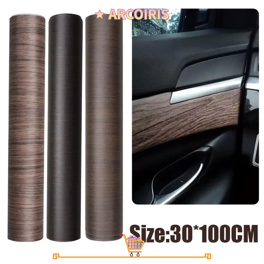 ARCOIRIS สติกเกอร์รถ,30x100ซม.Matte Effectลายไม้สติกเกอร์รถ,Self-กาวสูงGlossyเฟอร์นิเจอร์ตกแต่งโต๊ะสติกเกอร์ป้องกันรถUniversal Autoอุปกรณ์ตกแต่งภายใน