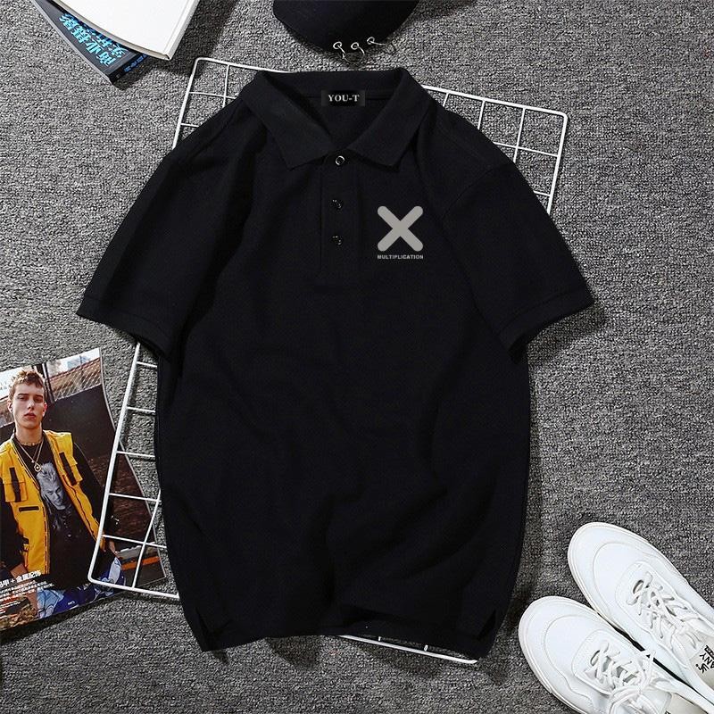 Y-T ⚫เสื้อโปโลชาย เสื้อผู้ชาย ฝ้าย100% สไตล์อเมริกันย้อนยุค ใส่สบาย พิมพ์ลาย"X MULTIPL" เสื้อผ้าแฟชั่นรายวัน