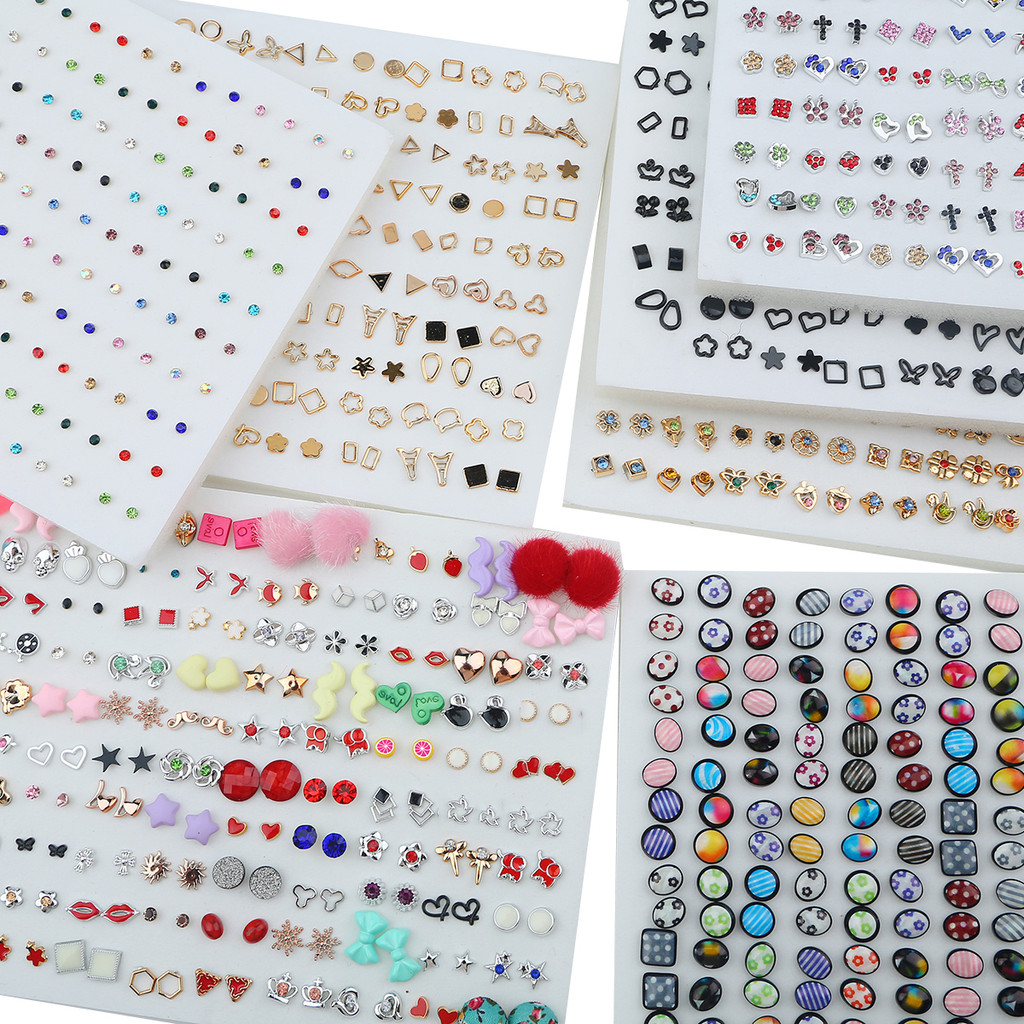 100 คู่ที่มีสีสันฤดูร้อนผลไม้สไตล์ต่างหูการ์ตูนสัตว์หูกระดุมชุดต่างหูผู้หญิงขายส่ง