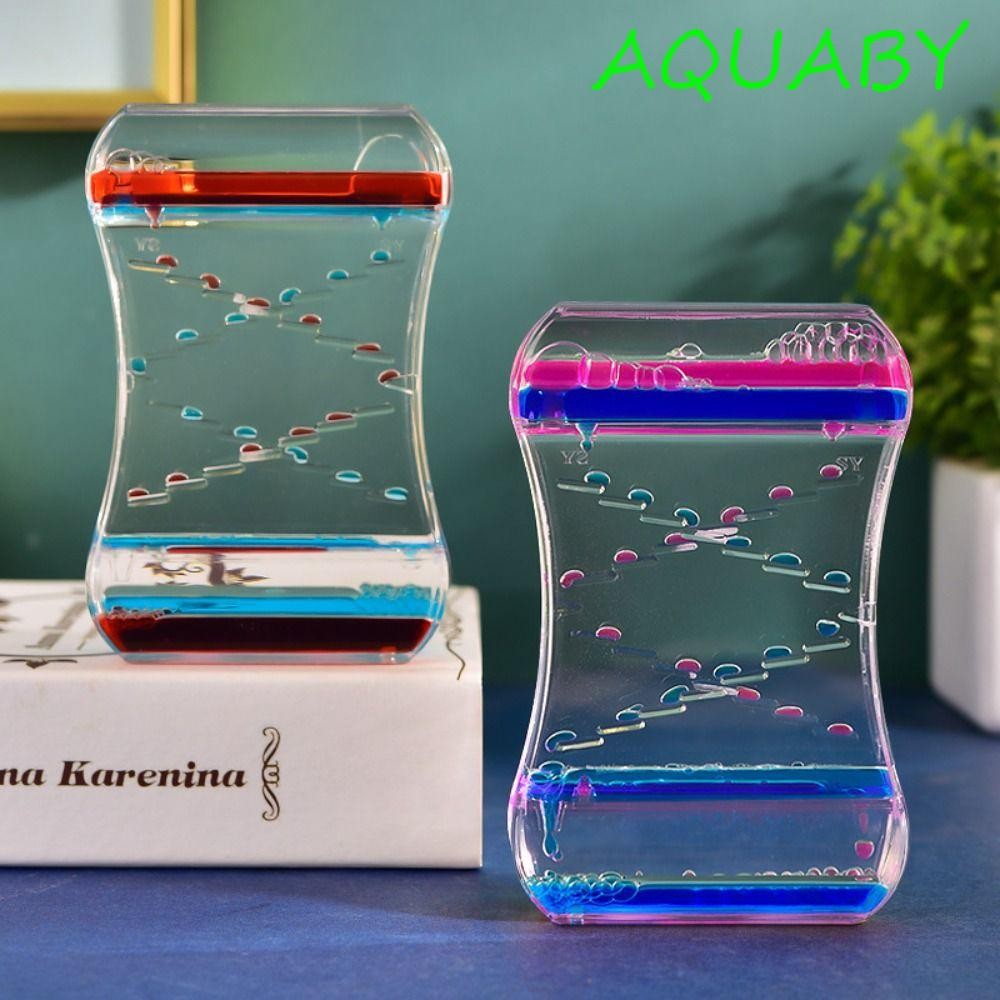 AQUABY Oil Hourglass สีสันนาฬิกาทรายคุณภาพสูง Simple ความวิตกกังวลบรรเทา Liquid Creative Desktop อุปกรณ์เสริมความเครียด Reliever ของเล่น