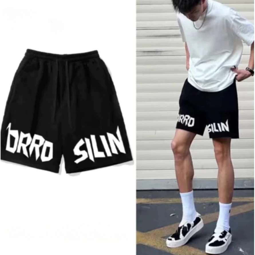 กางเกงขาสั้น กางเกงขาสั้นลำลองผู้ชายพิมพ์ลายตัวอักษรหลวมใหม่เยาวชนอินเทรนด์หล่อ