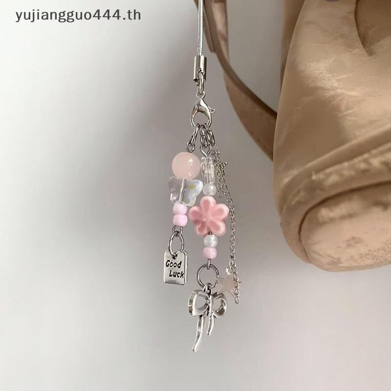 # yuyu # CCD Lanyard Handmade Bead โฮมเมด Girly Style Ins ห่วงโซ่โทรศัพท์มือถือ Guben Card Pendant .