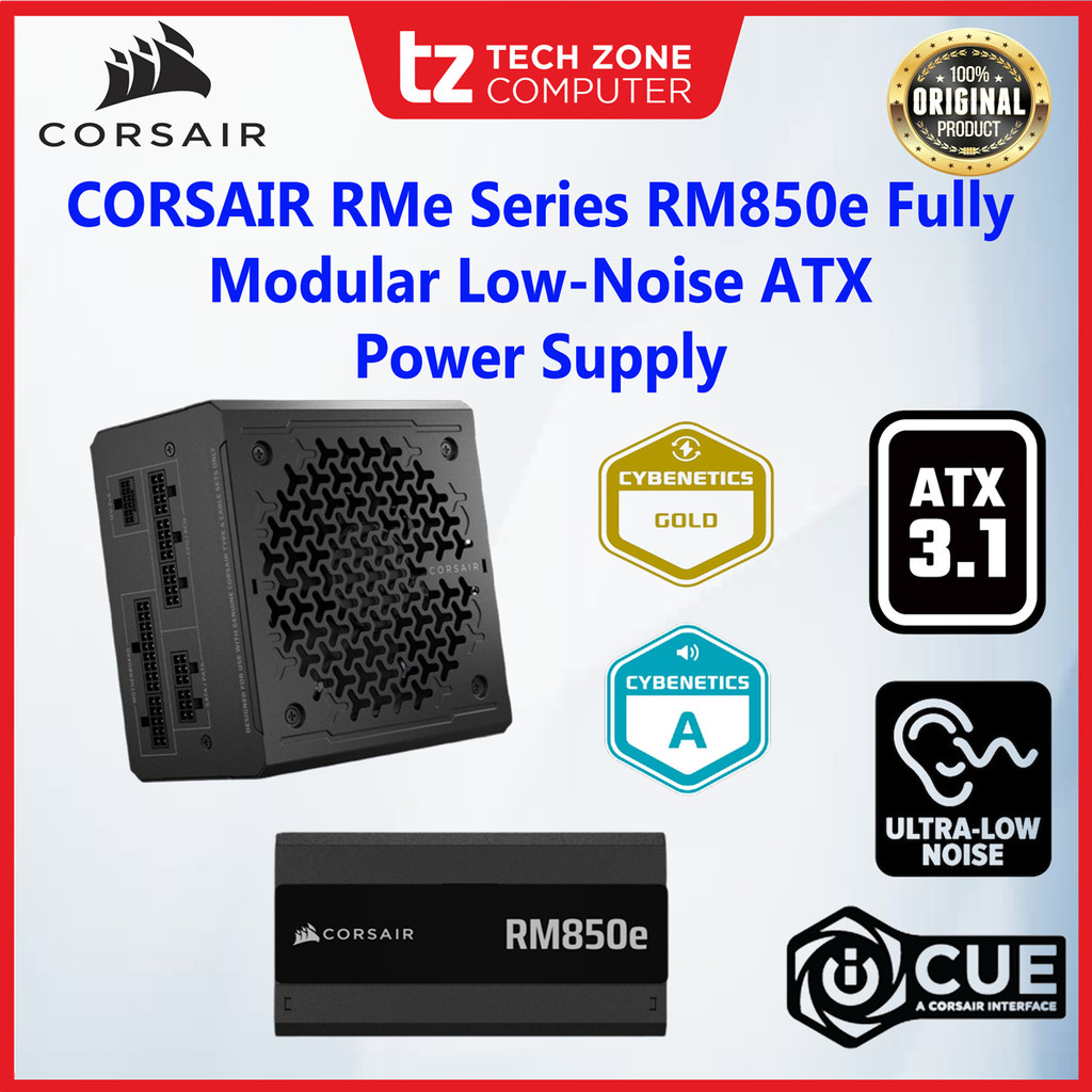 Corsair RMe Series RM850e ATX 3.1 Cybernetics GOLD แหล่งจ่ายไฟ ATX แบบโมดูลาร์เต็มรูปแบบ