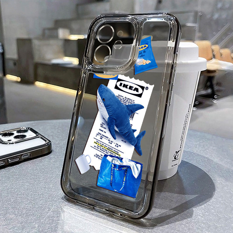 🔥LUSI🔥แนวโน้มการ์ตูนฉลามเย็นแท็กคู่สีใสอ่อน เคส iPhone 17 15 11 16 13 14 12 Pro Max X XS Max 7Plus 15 8 16 6 14 Plus XR - รูปที่ 3