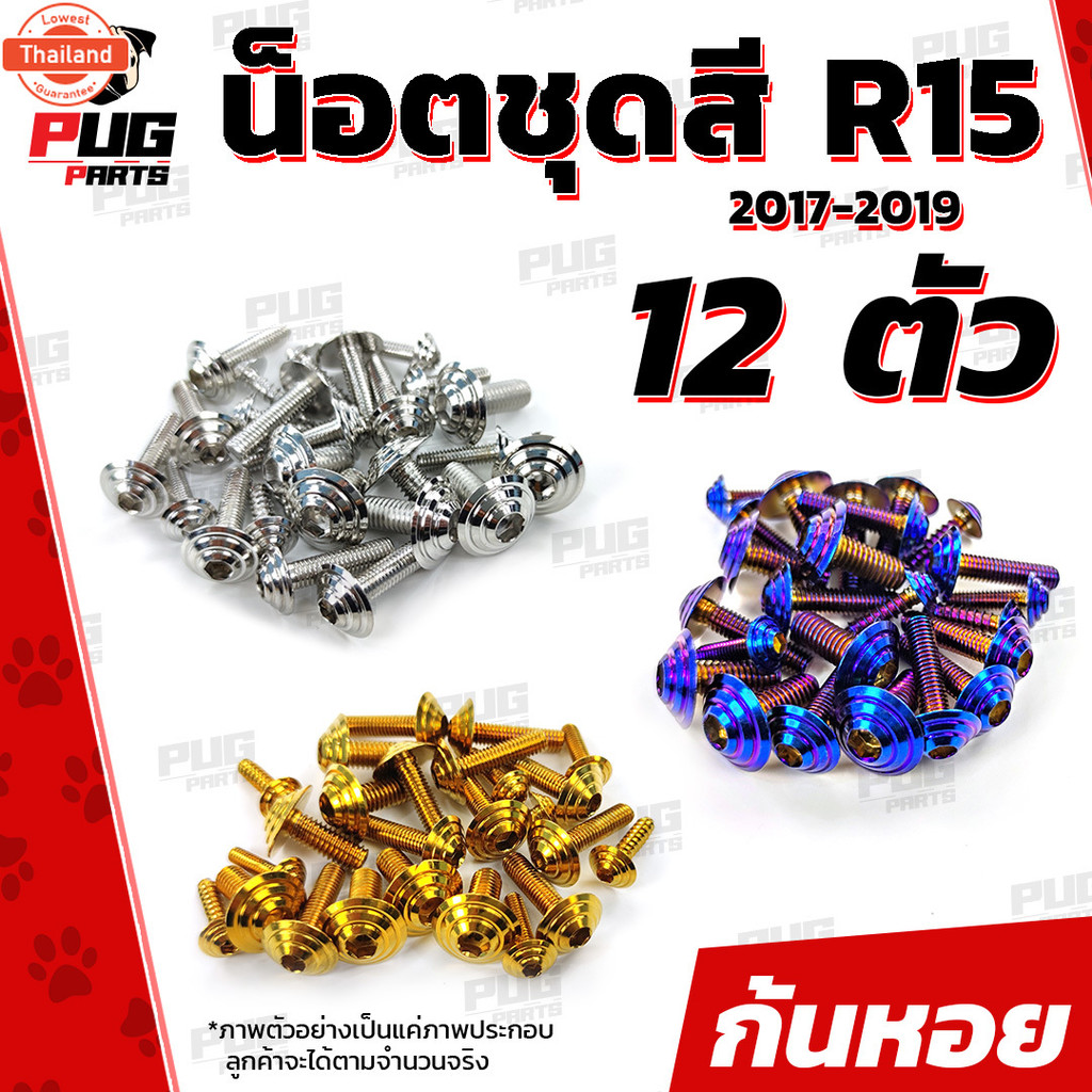 น็อตชุดสีR15 year2017-20191ชุด=12 ตัว น็อตชุดสีอาร์-15 น็อตR15 น็อตเฟรมR15 R-15 น๊อตR15 น็อสแตนเลส R