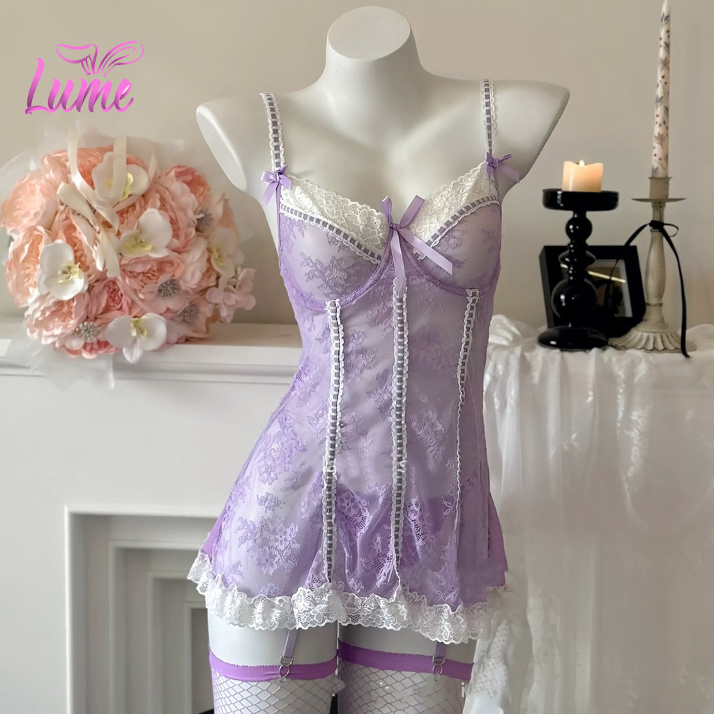 ชุดนอนสตรีเซ็กซี่ ทำจากผ้าลูกไม้ มี underwire เหมาะสำหรับสวมที่บ้านหรือนอน