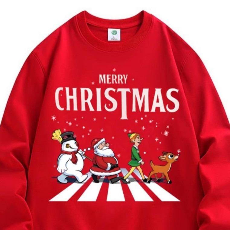 Christmas 2024 ขนาด M-8XLMen ฤดูใบไม้ร่วงและฤดูหนาวเสื้อกันหนาวขนาดใหญ่เสื้อกันหนาวการ์ตูนคริสต์มาส Parade พิมพ์เสื้อกันหนาว Hip hop Tide ยี่ห้อต่ําไหล่ O-คอ Streetwear Unisex