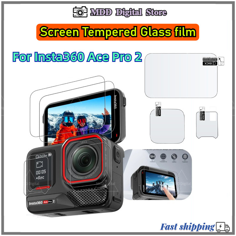 สําหรับ Insta360 Ace Pro 2 ฟิล์มกระจกนิรภัยหน้าจอเลนส์สําหรับ Insta 360 Ace Pro 2 Accessorie